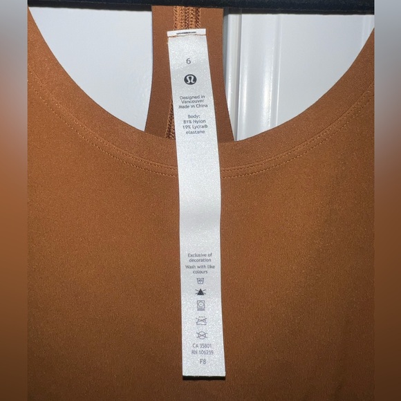 Lululemon Racerback Brown Women’s Tank Size 6 - Picture 3 of 3